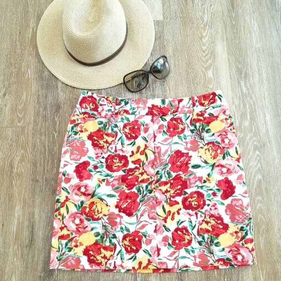 Ann Taylor Loft Floral Lined Cotton Skirt sz 6 Petite - Picture 11 of 11